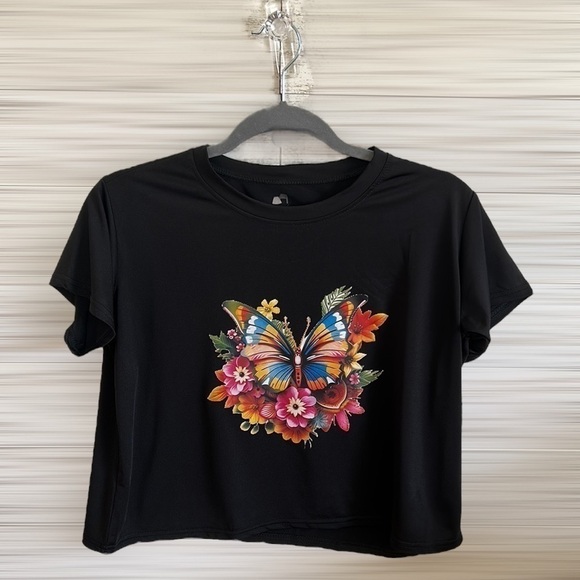 Floral Butterfly Dri Fit Crop Top | SIZE S - Picture 1 of 3